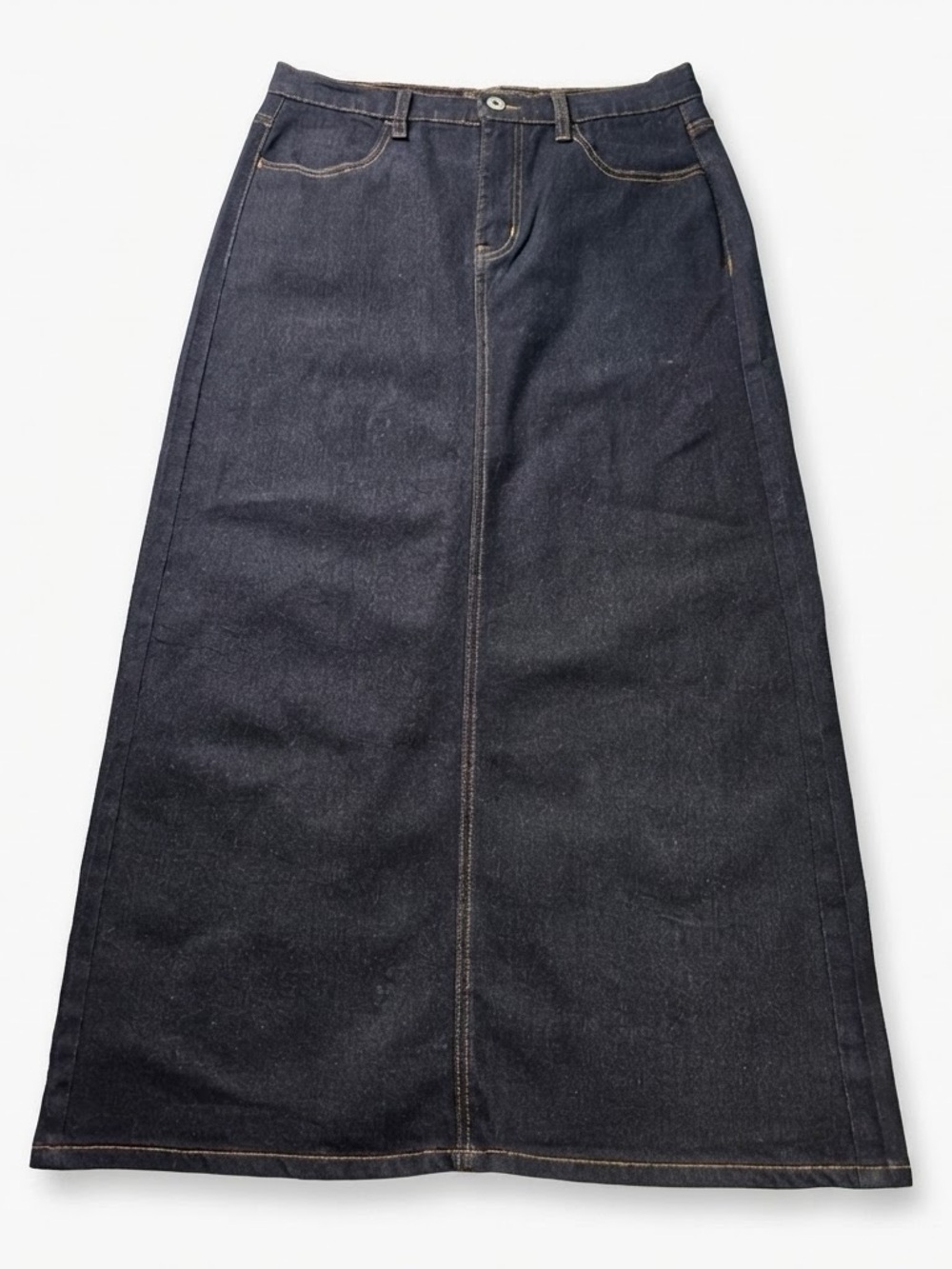 Vintage BE-GIRL Women's Dark Wash Denim Long Maxi Skirt - Size M